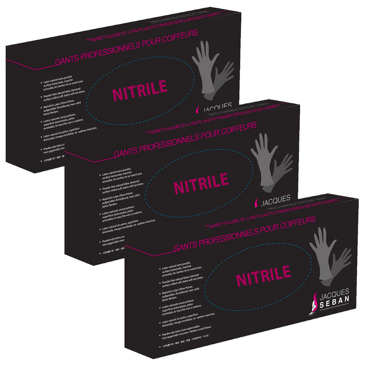 Gants Nitrile Noir Jetables, Bote de 100