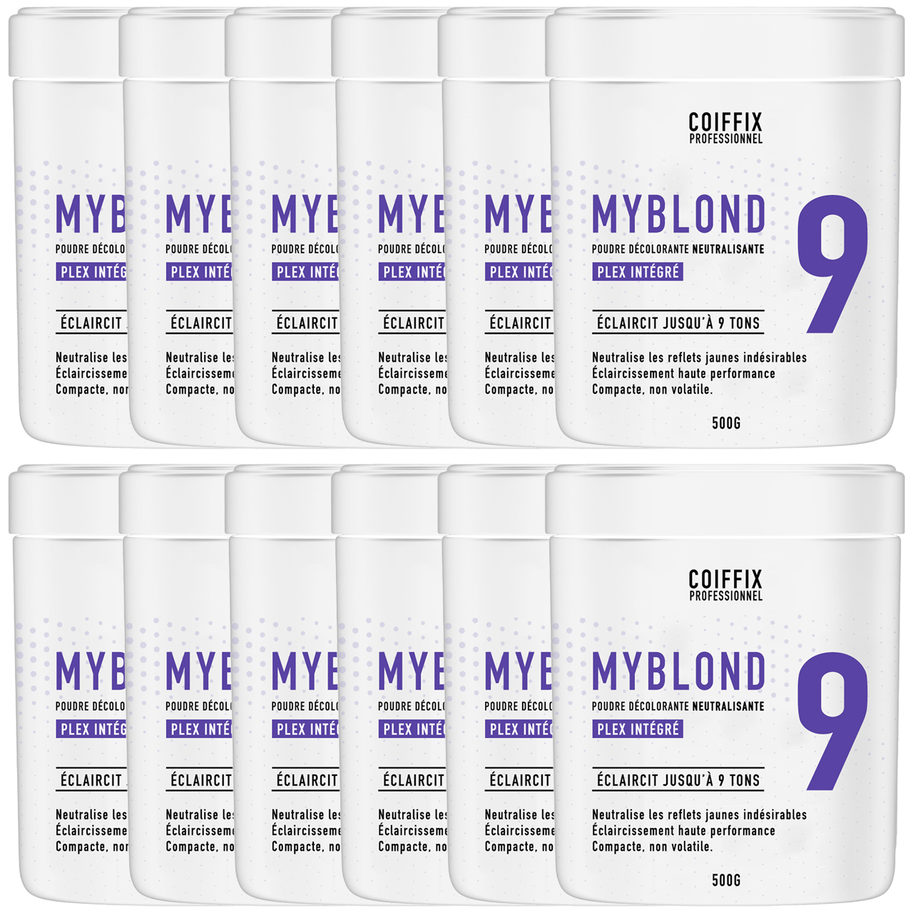 Poudre Dcolorante 9 Tons MyBlond Coiffix Professionnel 500G (Pack de 12)